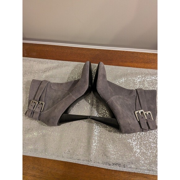 Calvin Klein Cambria Gray Suede Leather High Heel Zip Ankle Boots Womens 6M New - Picture 7 of 10